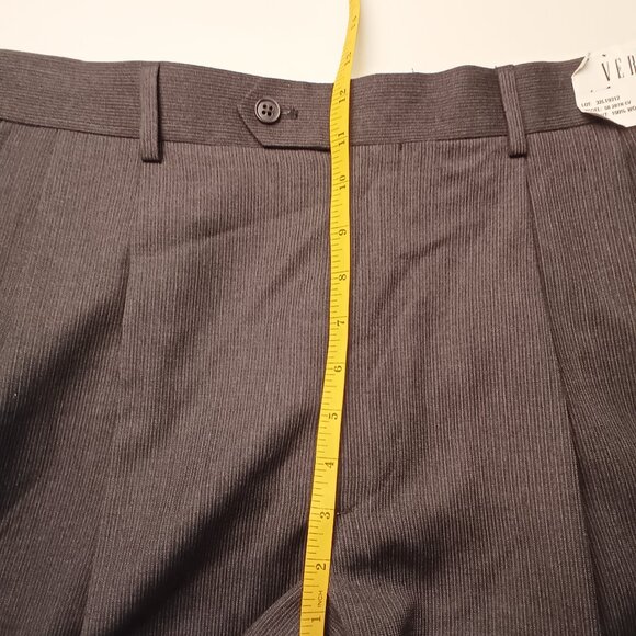 NWT Mens Versini 100% Wool Pants Size 36 Unhemmed Gray Striped Straight Leg - Picture 8 of 10